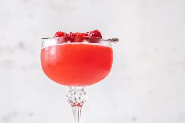 Glass Blinker Cocktail Garnished Raspberries — Stock Photo, Image