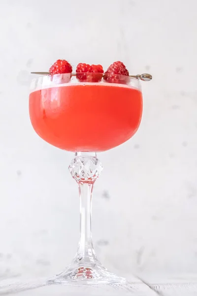 Glass Blinker Cocktail Garnished Raspberries — Stock Photo, Image