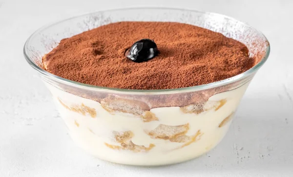 Portion Tiramisu Glass Bowl Close — Stock Photo, Image