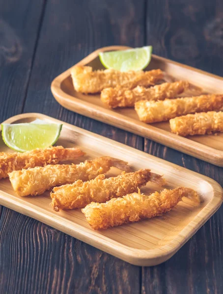 Shrimp Tempura Lime Wedges Plate — Stock Photo, Image