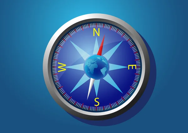 Kompass auf blauem Hintergrund — Stockvektor