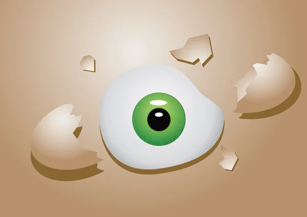 Rozbité vajíčko s okem místo žloutku — Stockový vektor