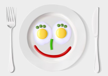 bir tabak yumurta ve sebze