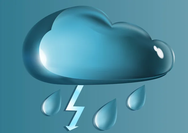 Glass cloud, rain and thunder on a blue background — Stock Vector