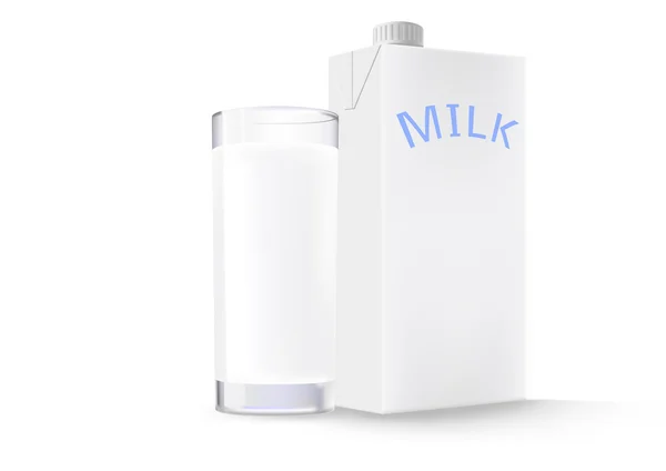 Glazen melk en een doos — Stockvector