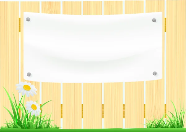 Banner on the wooden fence — Stock Vector