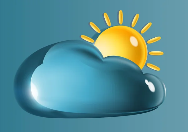 Nuvole e sole su sfondo blu — Vettoriale Stock