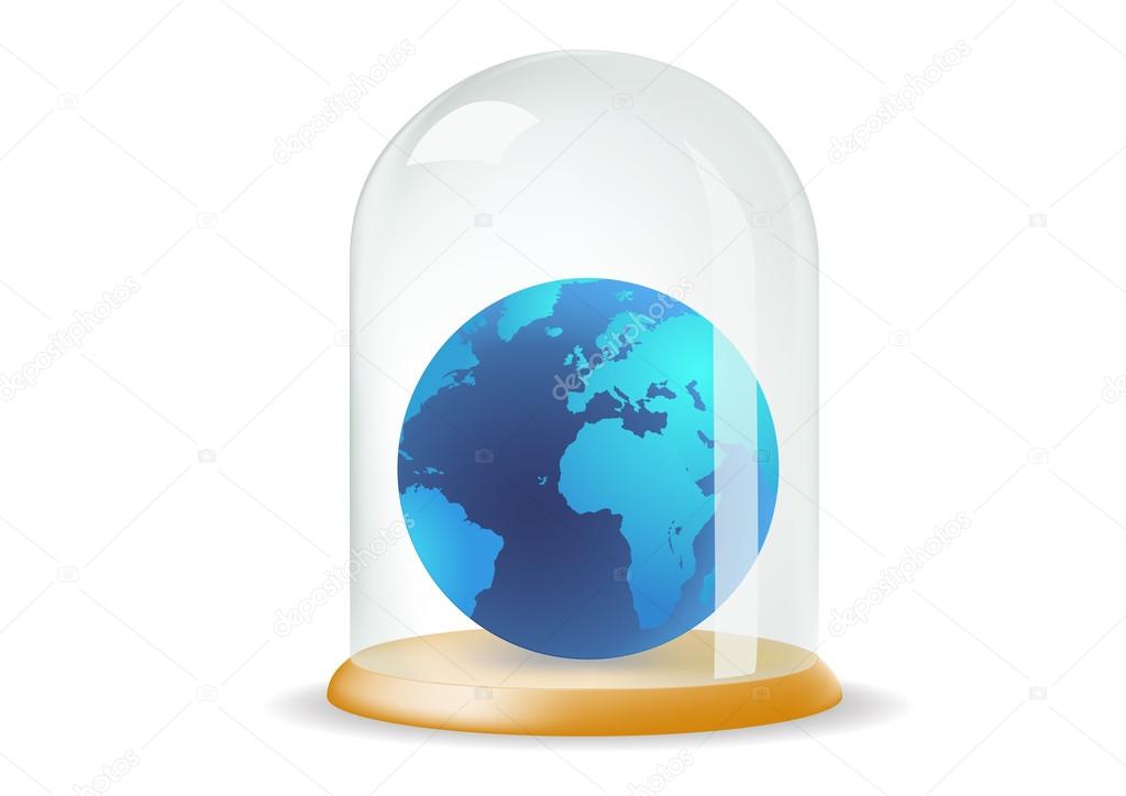 Earth covered with a glass cover