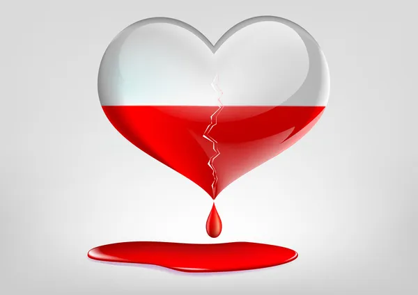 Coração de vidro com uma rachadura e sangue — Fotografia de Stock