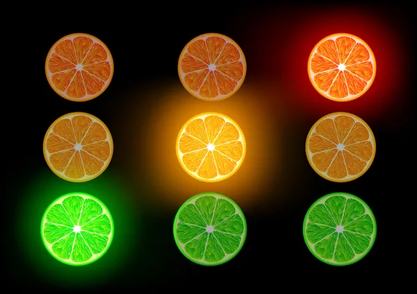 交通信号の形で柑橘系の果物 — ストックベクタ