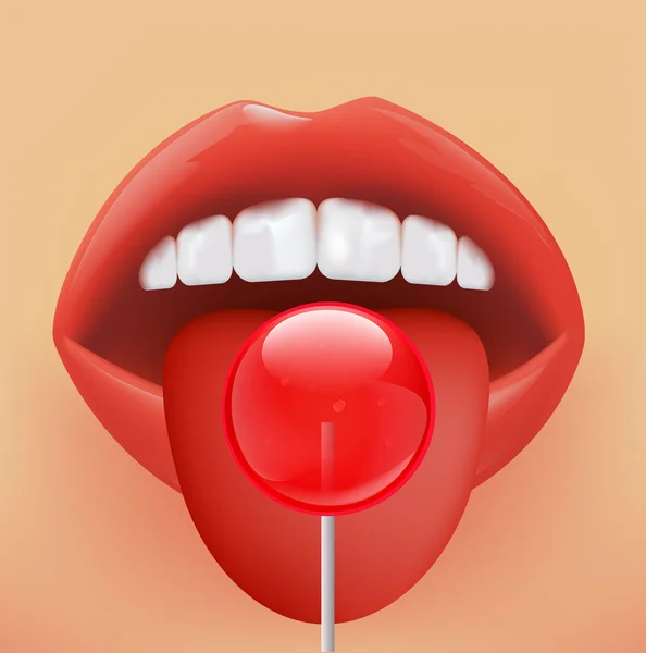 Lollipop on a face — Stock Vector