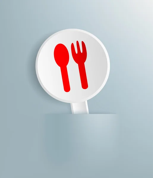 Placa con la imagen de cuchara y tenedor — Vector de stock