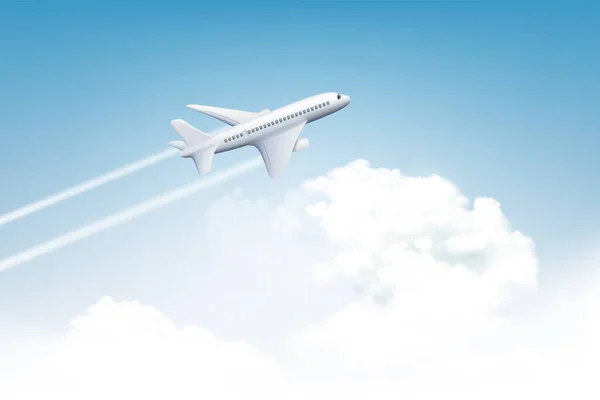 Aereo Passeggeri Vola Nel Cielo Con Nuvole Illustrazione Vettoriale — Vettoriale Stock