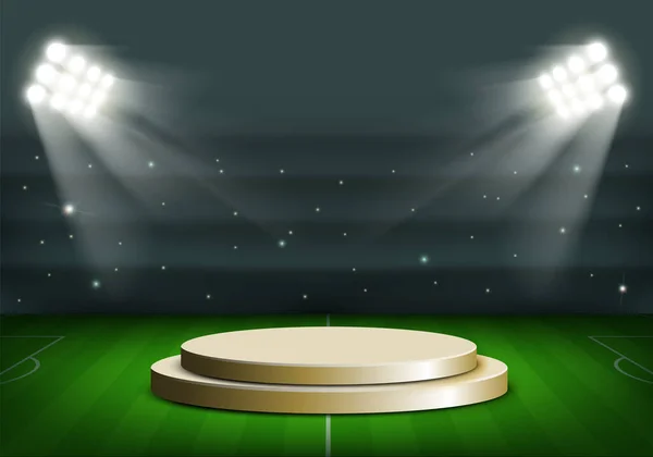 Ganadores Oro Podio Estadio Deportivo Plantilla Vectorial — Vector de stock