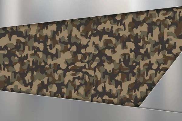 Placa Metálica Aluminio Patrón Camuflaje Militar Plantilla Fondo Vectorial Para — Vector de stock