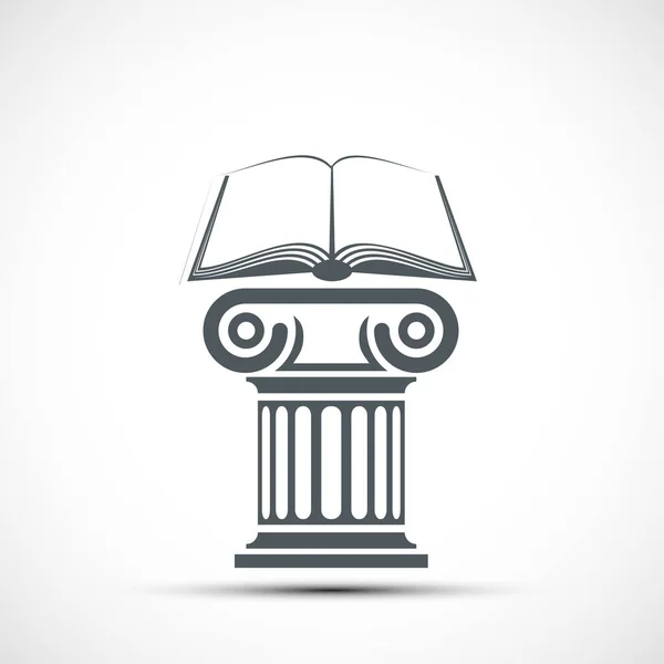 Open Book Lies Antique Column Icon Isolated White Background Vector — Stock Vector