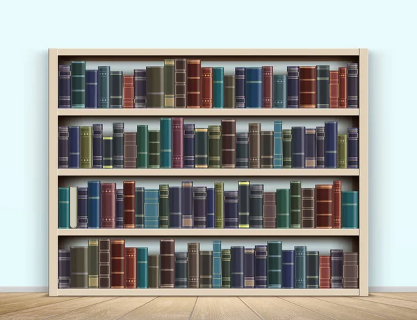 Livres Anciens Sur Une Bibliothèque Bois Intérieur Illustration Vectorielle — Image vectorielle
