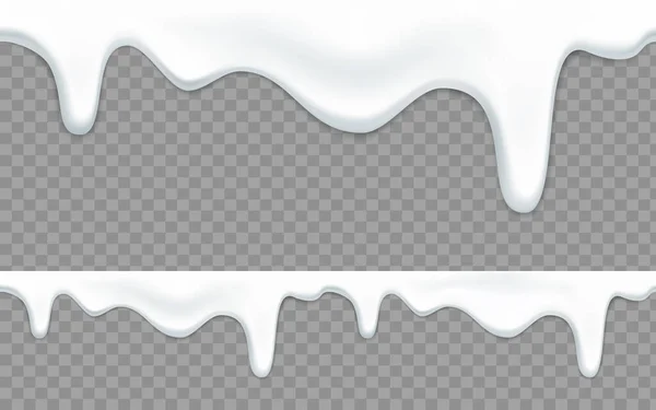 Капли Йогурта Молока Бесшовный Шаблон Изолирован Прозрачном Фоне Векторный Макет — стоковый вектор