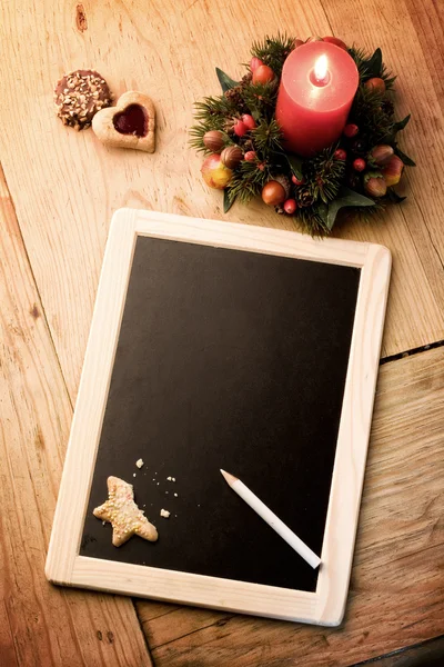 Lista de desejos de Natal - espaço de cópia para adicionar texto na ardósia — Fotografia de Stock