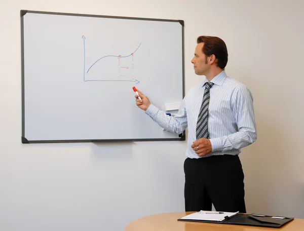 Homem de negócios explicando um gráfico — Fotografia de Stock