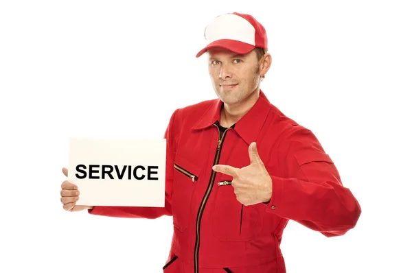 Mechaniker im roten Overall — Stockfoto