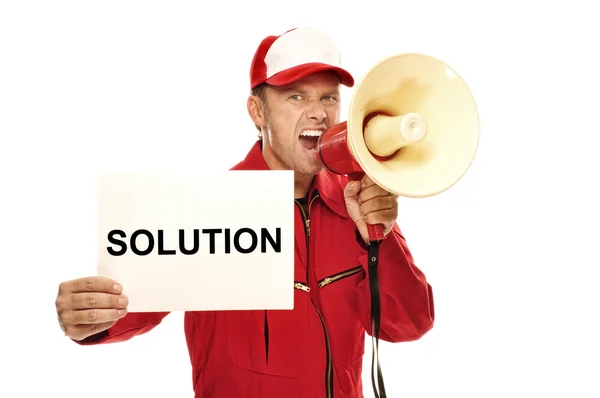 Mechanic in red Overall — Stock Photo, Image