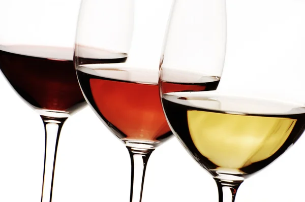 Vin blanc, rose et rouge — Photo