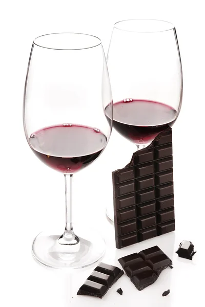 Vino rosso e cioccolato Foto Stock