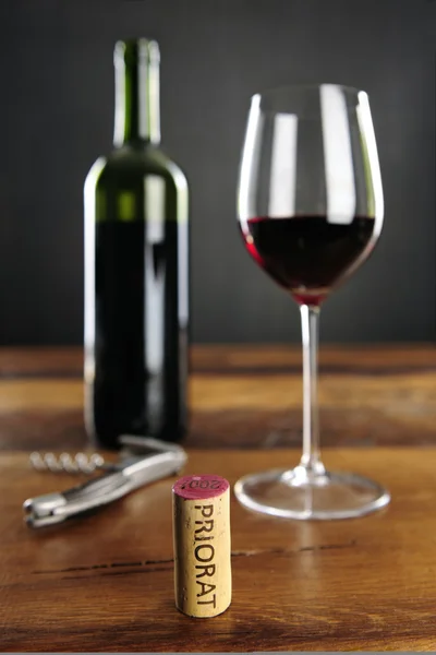 Priorat cork och rött vin — Stockfoto