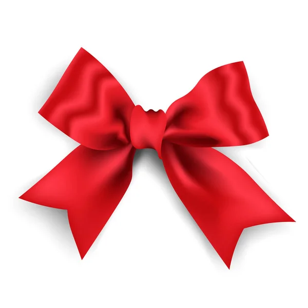 Realistic red bow red ribbon isolated on white background, vector illustration. — Stock Vector