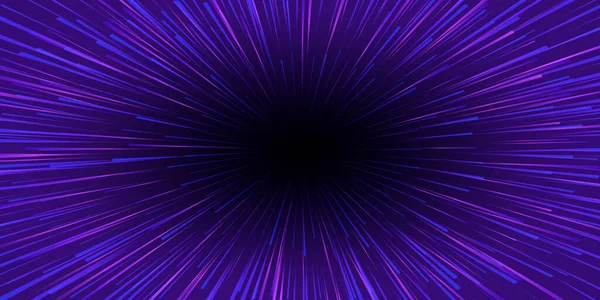 Abstrakte Futuristische Perspektive und Motion Pink Light Background. Star Warp im Hyperspace. Weltraumsprung. Vektorillustration — Stockvektor