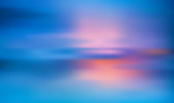 Horizontale brede blauwe hemel wazig achtergrond. Zonsondergang en zonsopgang zee achtergrond wazig — Stockvector