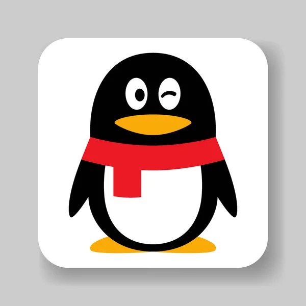 Penguin QQ ícone aplicativo mensageiro. Logotipo de vetor de rede social — Vetor de Stock