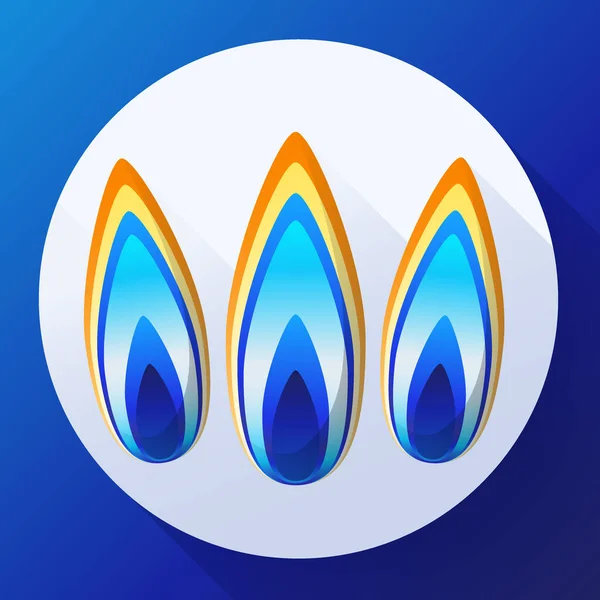 Gasflammen-Vektor-Symbol, blau brennendes Erdgas im flachen Stil. — Stockvektor