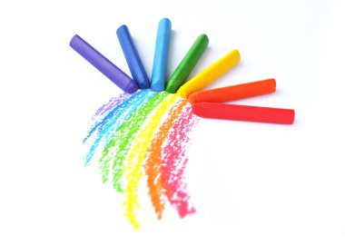 Rainbow and colorful crayons clipart