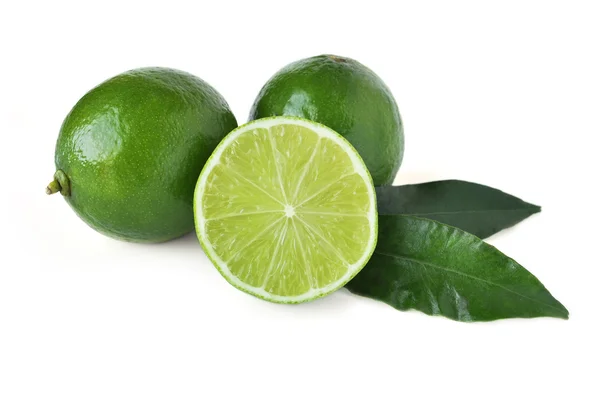 Fresh organic limes isolated on white background — Stock Photo, Image
