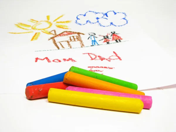 Oil crayons and children — Stock Photo, Image