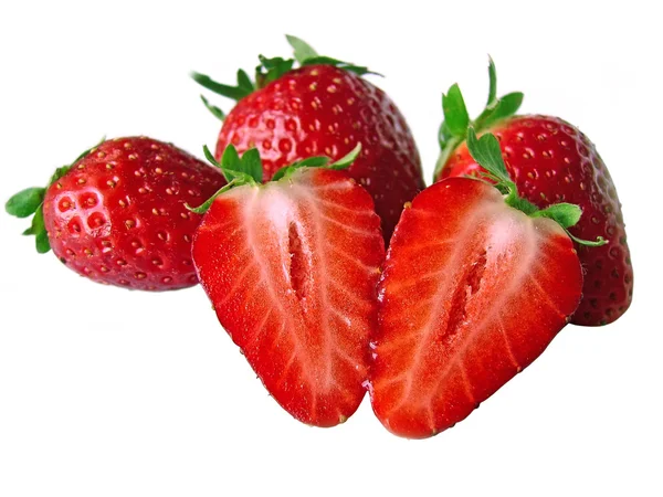 The whole strawberry and half — Stock Photo, Image