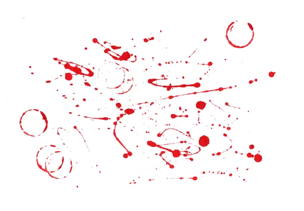 Red paint splatters on white background — Stock Photo, Image