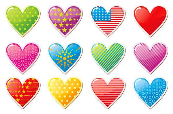 Parlak Sevgililer günü kalpleri kümesi