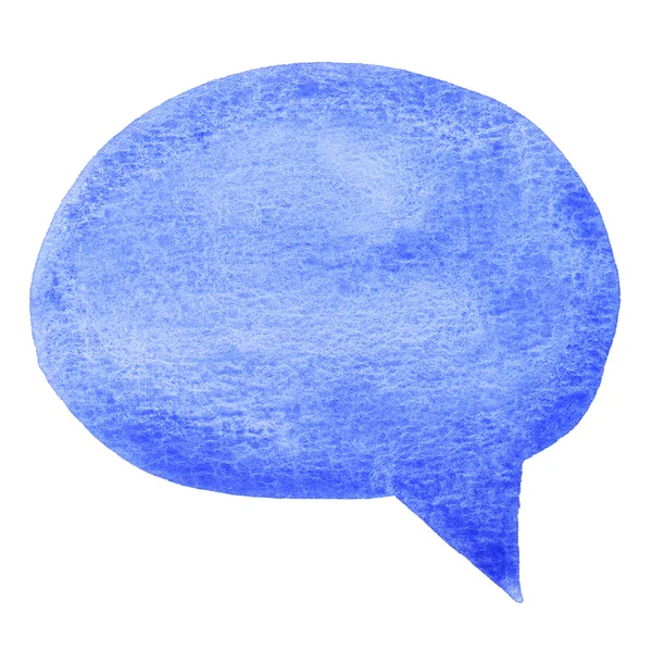 Beyaz arka plan üzerinde izole mavi watarcolor konuşma balonu — Stok fotoğraf
