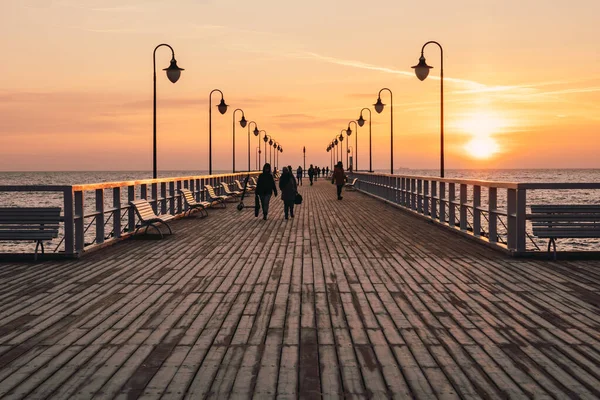 Gdynia Polonya Şubat 2022 Sabah Gdynia Orlowo Rıhtımı Gündoğumu Renkleriyle — Stok fotoğraf