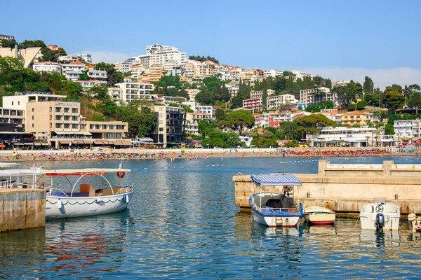 Ulcinj, Montenegro - June 4, 2022: Ulcinj town, the southernmost city at Montenegrin coast. Europe