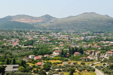 Cityscape panorama of Old Bar town from ancient fortress walls. Montenegro, Europe