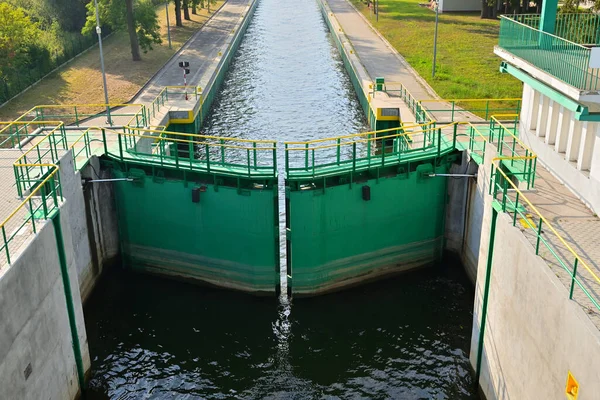 Historic Sluice Przegalina Ships Sailing Different Water Levels Vistula Martwa — ストック写真