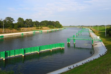 The canal of the Przegalina sluice for ships sailing at different water levels between the Vistula and the Martwa Wisla. Poland