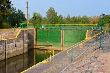 The Gdanska Glowa Watergate - allows sailing on the Szkarpawa river and protects uawy from flooding. Poland