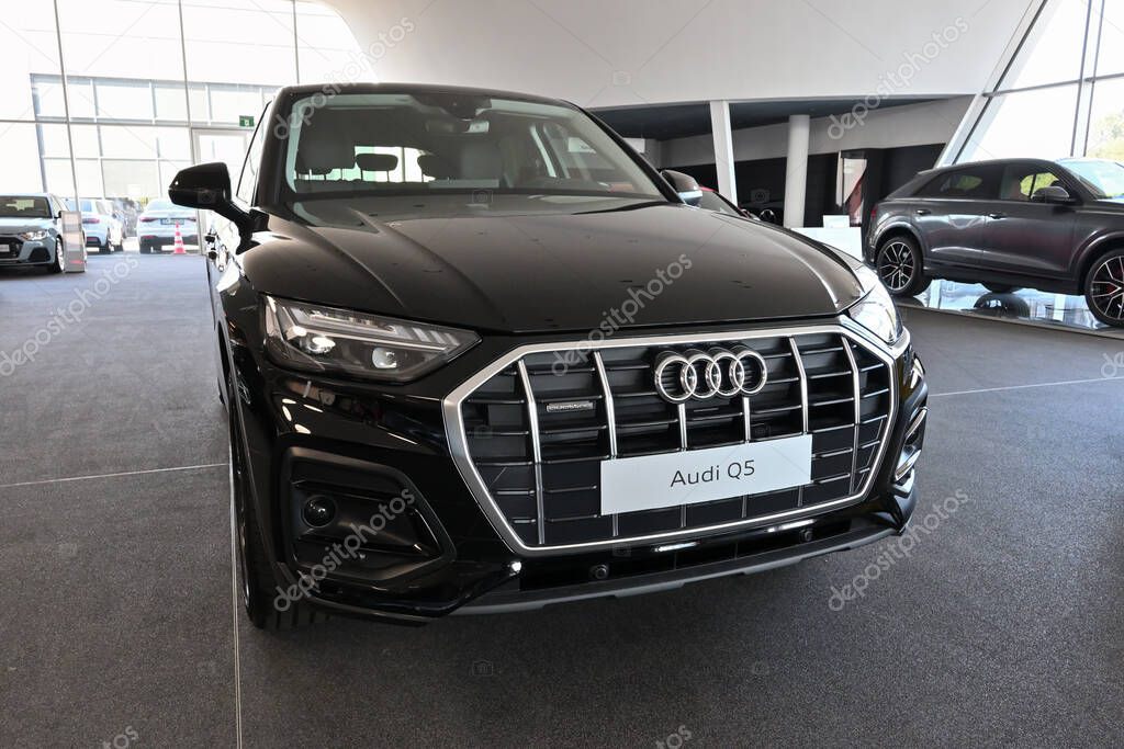 Gdansk, Poland - August 27, 2022: New model of Audi Q5 presented in the car showroom of Gdansk