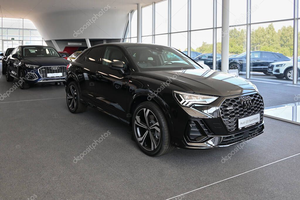 Gdansk, Poland - August 27, 2022: New model of Audi Q3 Sportback and Q5 presented in the car showroom of Gdansk