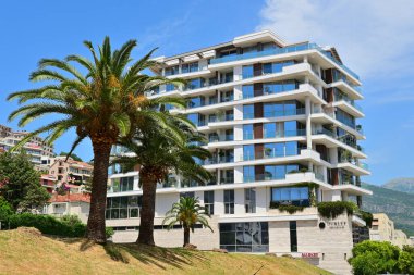 Budva, Montenegro - June 6, 2022: Luxury hotel in the center of Budva in Montenegro